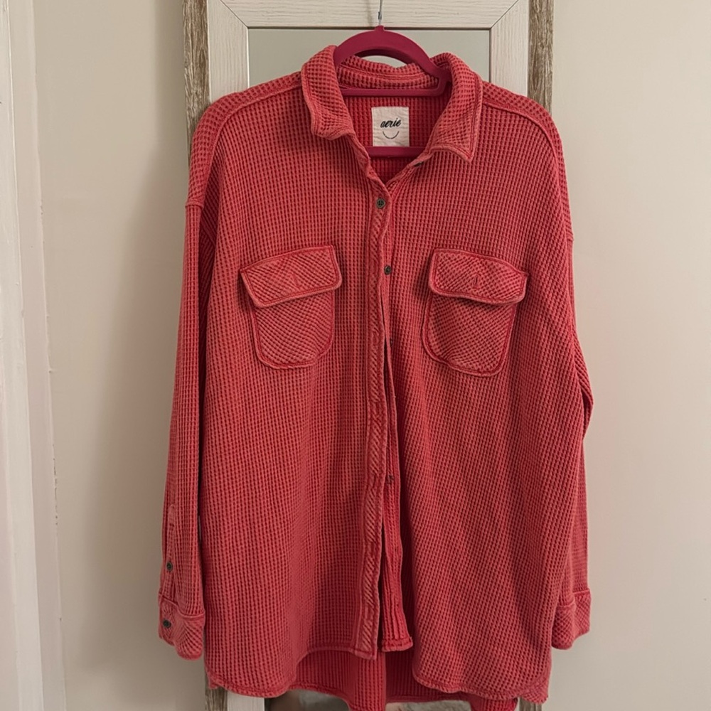 aerie waffle button down